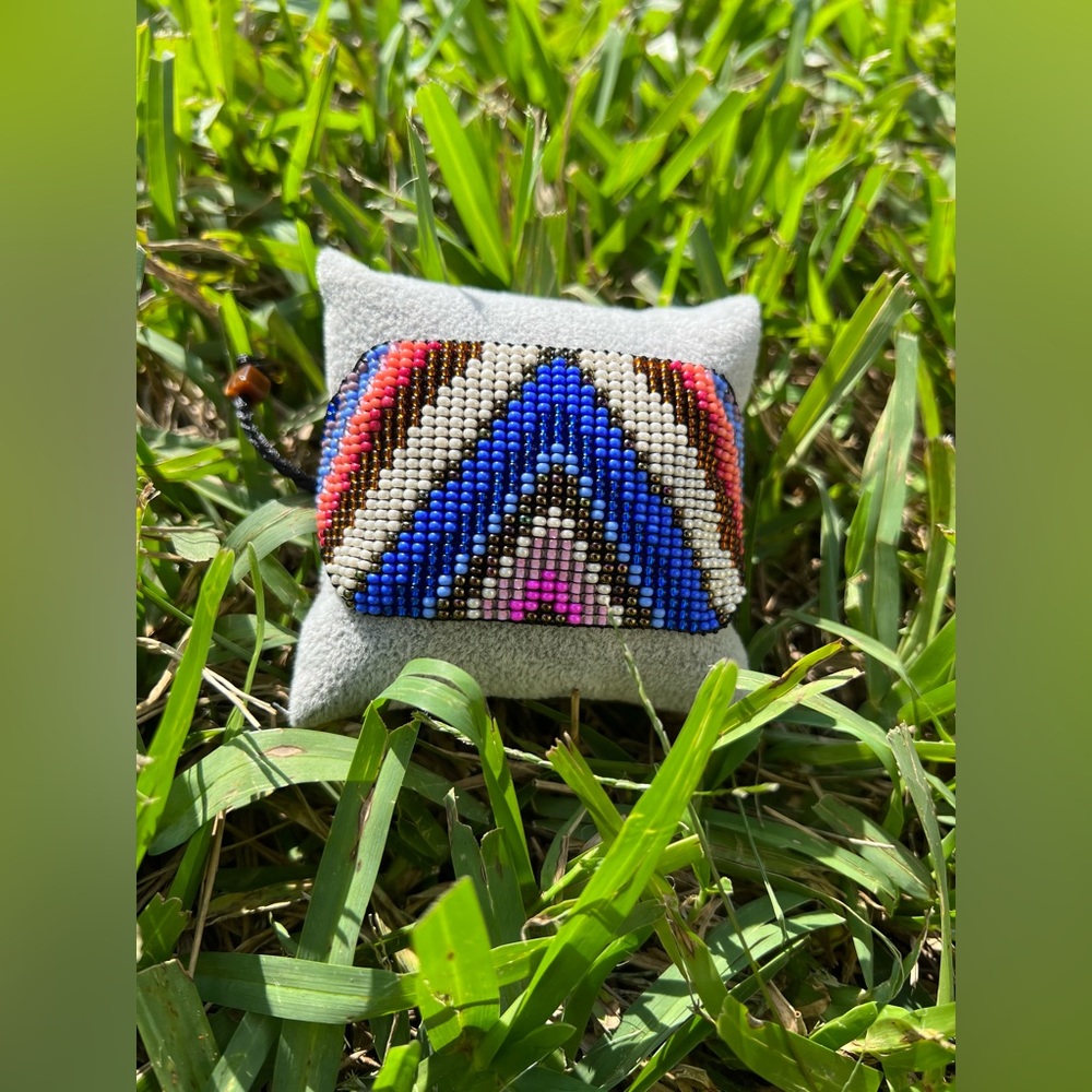 Colorful Geometric Pattern Beaded Cuff Bracelet -… - image 2